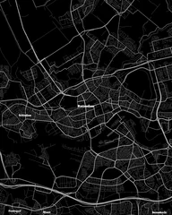Photo sur Aluminium Rotterdam Rotterdam Netherlands Map, Detailed Dark Map of Rotterdam Netherlands