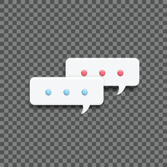 Two white chat bubbles. UI design icon. Vector illustration of chat bubbles design.