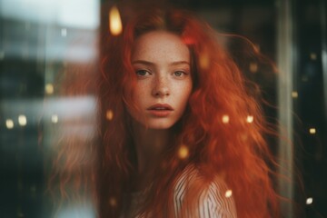 Fototapeta premium Woman on blured bokeh background