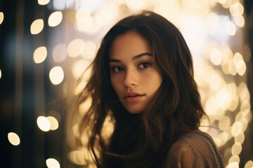 Fototapeta premium Woman on blured bokeh background