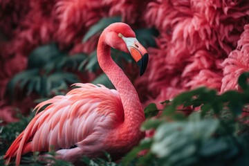 Fototapeta premium Flamingo with a colorful background Ai Generative