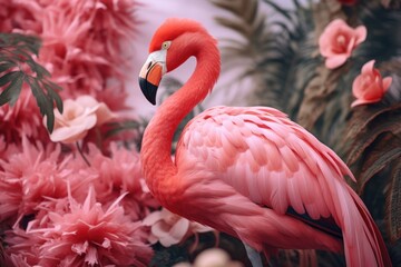 Flamingo with a colorful background Ai Generative