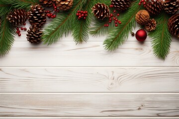 Fototapeta na wymiar Christmas tree branches and decorations Ai generative