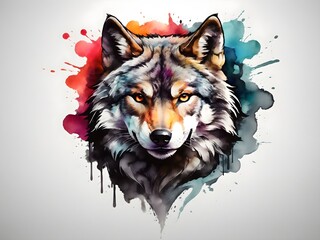 Colorful Portrait of a Wolf