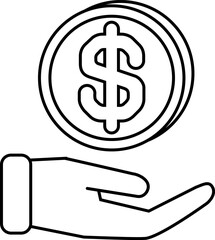 お金を手で持つ　アイコン　資産運用