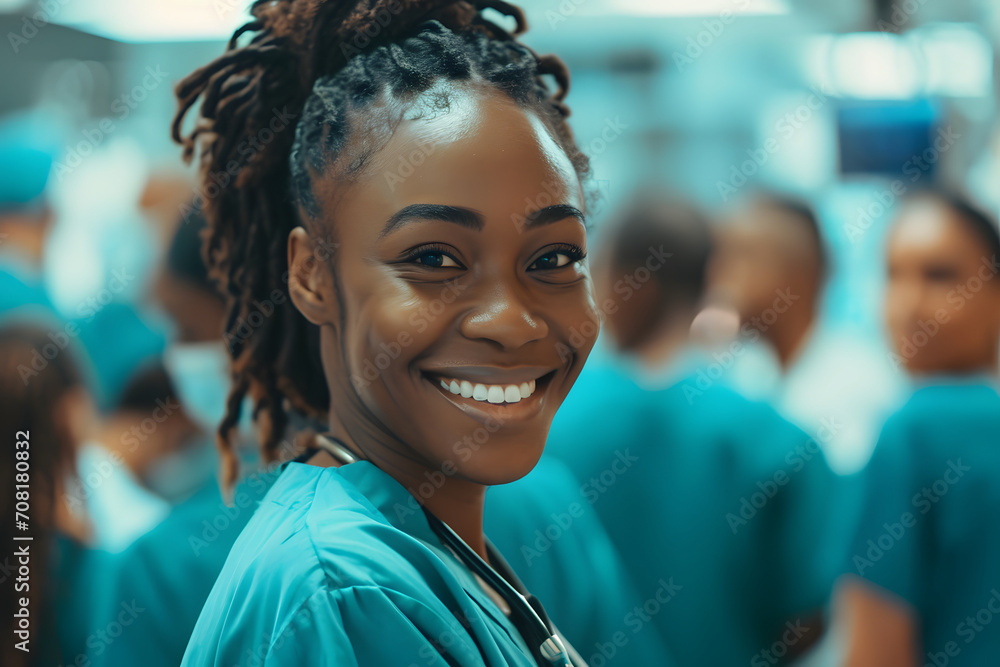 Wall mural  portrait of smiling black female nurses in hospital