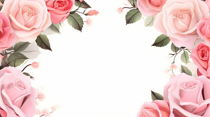 Pink rose flower composition background, decorative flower background pattern, floral border background