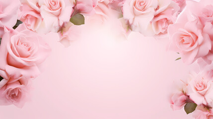 Pink rose flower composition background, decorative flower background pattern, floral border background