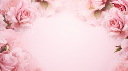 Pink rose flower composition background, decorative flower background pattern, floral border background