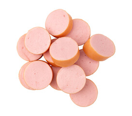 slices of fresh boiled sausages isolated