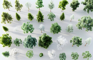 Fototapeta premium an array of different trees in different positions
