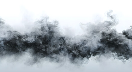 black smoke in the air on white background	
