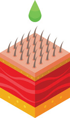 Man skin care drop icon isometric vector. Men face. Mask acne