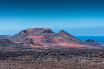 Volcanic landscape of Timanfaya National Park, Lanzarote, Canary Islands,  Spain