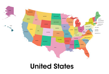 United States map with names