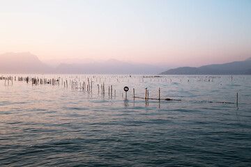 A place for placing fishing nets on Lake Garda
