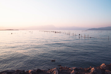 a place for placing fishing nets on Lake Garda,