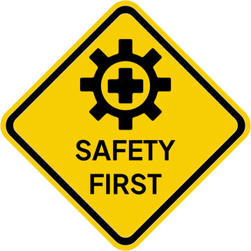 Safety first label isolated on transparent background