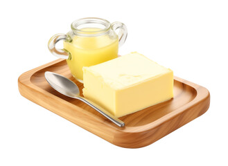 Butter and Melted Butter Isolated on Transparent Background
