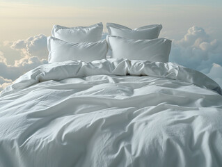 Bed with pillows in the sky
