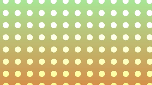 Abstract animation of mosaic dots, green  ando orange background