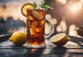 Traditional iced tea with lemon