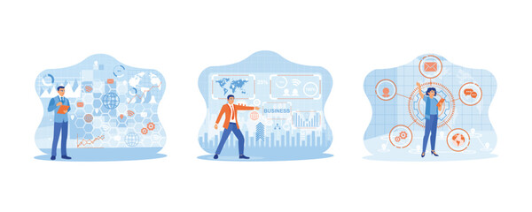 Finance and trade concept. Digital marketing globally. Stock market graph. Digital business globally. flat vector modern illustration 