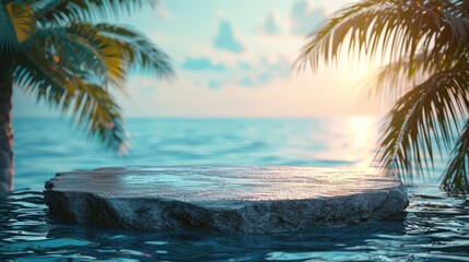 Podium in the background. Studio podium for product advertising. Stage stand. Blank podium. Display platform