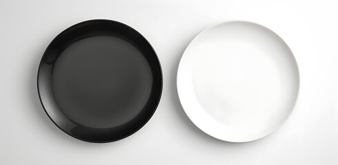 black and white plate isolated on white background 
