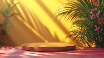 Obraz premium Podium in the background. Studio podium for product advertising. Stage stand. Blank podium. Display platform