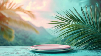 Podium in the background. Studio podium for product advertising. Stage stand. Blank podium. Display platform