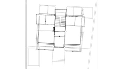 house building sketch architecture 3d illustration