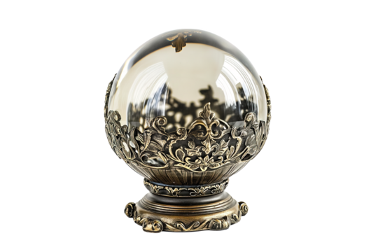 Retro vintage fortune-telling crystal ball over isolated transparent background