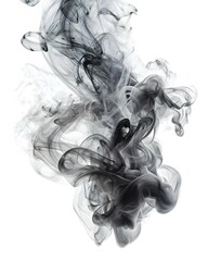 grey smoke and mist in various shades, fluffy, on a white background