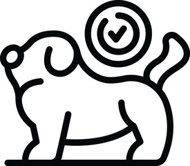 Approved dog to school icon outline vector. Training success. Play course