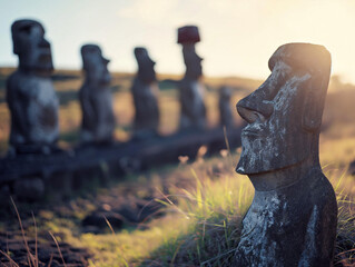AI-Generated Moai Statues in Easter Island Style