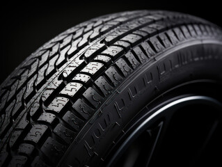 Closeup of tire texture isolated on black background