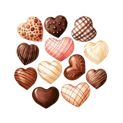 Fototapeta premium heart shaped Valentines chocolate watercolor illustration