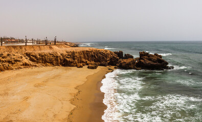 Beautiful natural view of seascape. Moroccan natural view of the sea, sky, rocks and waves. Moroccan atlantic coast.
