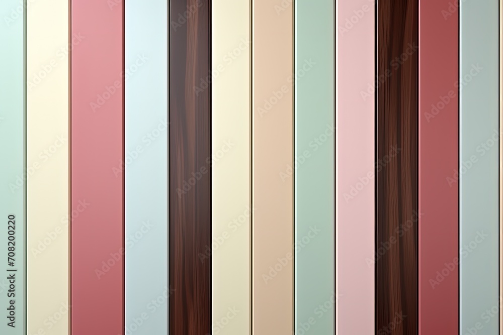 Poster wooden wall adorned with an array of different colored stripes, creating a mesmerizing mosaic of hue