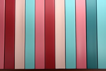 red, pink,  blue striped wall contrasting beautifully with a rustic wooden floor, creating a bold and patriotic ambiance