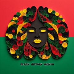 black history month, Paper quilling, illustration on a Black History Month background template for black history and Juneteenth day created with generative ai