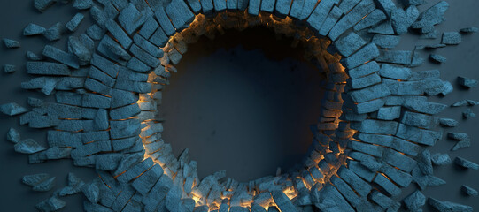 stone circle hole, fire, crack, flame 1