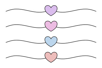Simple decorative hearts with wavy lines – Romantic symbols for greeting cards and web banners in a simple linear style