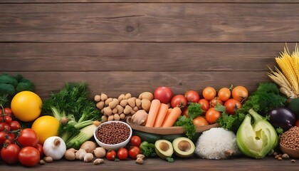 Panorama of healthy fresh ingredients for pet food