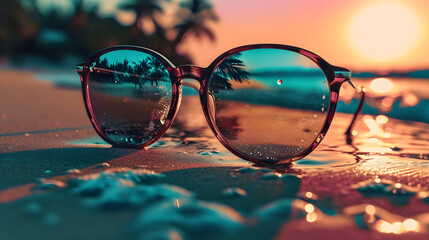 aesthetic glasses at the beach