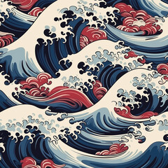 Japanese pattern, beautiful wave seamless pattern wallpaper.
