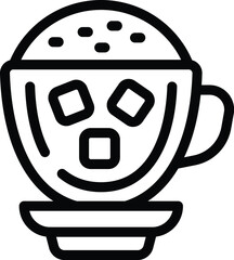 Obraz premium Cold drink cup icon outline vector. Cream ice coffee. Dark dairy