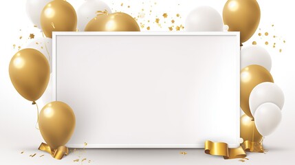 Celebration party Banner decoration with gold color balloon background. Rich Grand Opening Card. frame template. Used for templates or backgrounds, banners.