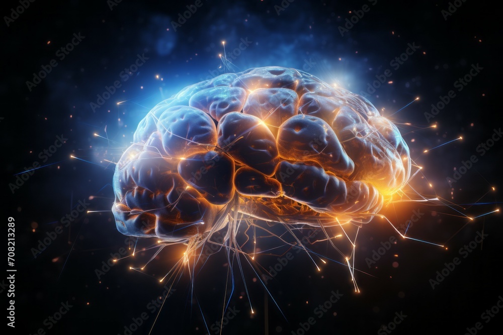 Aufkleber hologram of the brain. background with selective focus and copy space
